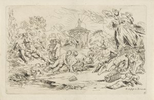 Nymfer och Satyrer framför ett Bacchus tempel Bacchanals (serietitel) av Anthonie de Winter