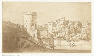 Mur av ett slott med torn Slottet Gandolfo av Anthonie van den Bos