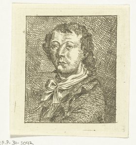 Porträttbyst av en ung man med en vit slips av Anthonie van den Bos