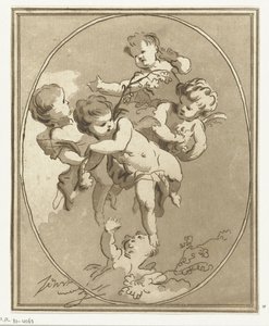 Fem putti med blomspray