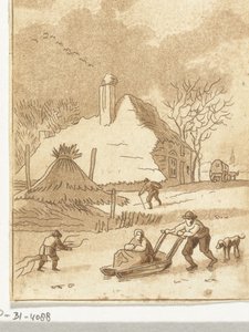 Vinterlandskap med iskul av Anthonie van den Bos