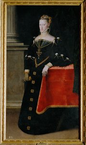 Kejsarinnan Maria av Österrike, dotter till kejsar Karl V, gift med sin kusin Maximilian II (målning på duk)