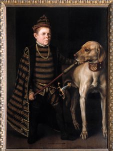 Porträtt av dvärgen av kardinal Granvelle, minister för Charles V Målning av Anthonis Moor Van Dashorst Anthonis dit Antonio Moro (1517-1575/76). 1500-talet. Dämpa. 1,26x0,92 m. - Porträtt av dvärgen av kardinal de Granvelle, minister för Charles V.