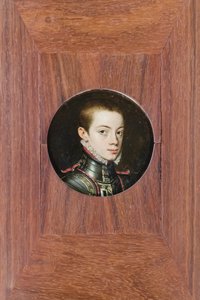 Porträtt av Alessandro III Farnese (olja på papper)