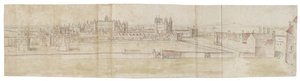 Hampton Court Palace från norr (penna och brunt bläck och akvarell över svaga markeringar i svart krita) av Anthonis van den Wyngaerde