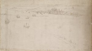 Panorama över London sett från Southwark: Greenwich, 1554 av Anthonis van den Wyngaerde