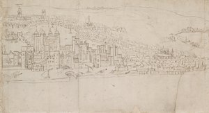 Panorama över London sett från Southwark: The Tower, 1554