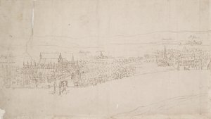 Panorama över London sett från Southwark: Westminster, 1554