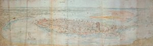 Panoramautsikt över Dordrecht, sett från en förhöjd punkt i väster av Anthonis van den Wyngaerde