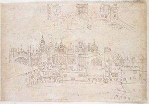 Studier av Palace of Oatlands och Hampton Court, c.1544 (penna och bläck på papper) av Anthonis van den Wyngaerde