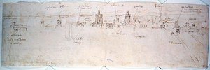 Studie av Valencia (penna och bläck på papper) av Anthonis van den Wyngaerde