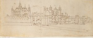 Kapellet och porthuset i Hampton Court Palace, c1550-1560 av Anthonis van den Wyngaerde
