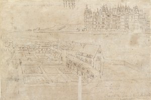 River Front of Richmond Palace och Privy Gardens, c1550-talet av Anthonis van den Wyngaerde