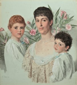 Porträtt av en mamma och hennes två barn av Anthony Frederick Augustus Sandys