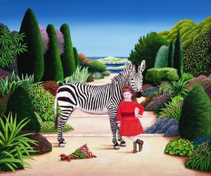 Girl with Zebra, 1984 (akryl ombord)