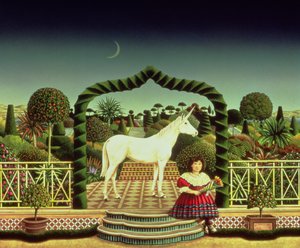 Girl with a Unicorn, 1980 (akryl ombord)