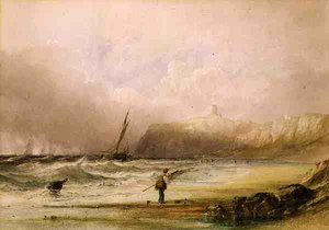 En blåsig dag på Scarborough (akvarell) av Anthony Vandyke Copley Fielding