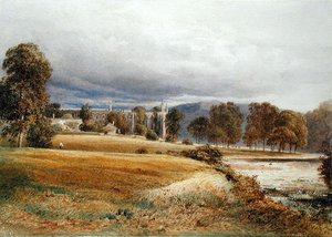 Bolton Abbey från River Wharfe, South View, ca 1825 (akvarell på papper) av Anthony Vandyke Copley Fielding
