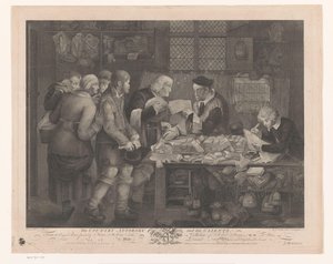 Bondegrupp på besök hos en advokat Landsadvokaten och hans klienter (titel på objekt)