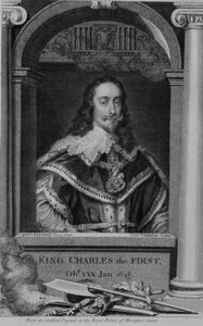 Charles I (1600-49) kung av Storbritannien och Irland från 1625, graverad av George Vertue (1684-1756) (gravyr) av Anthony van (after) Dyck