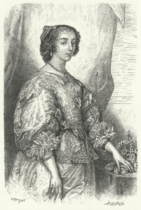 Henrietta Maria av Frankrike, drottning gemål av Charles I av England, Skottland och Irland (gravyr)