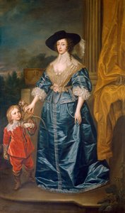 Drottning Henrietta Maria och dvärgen Sir Jeffrey Hudson (olja på duk)