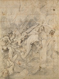 Kristus tas till fånga (svart, vit och röd krita på brunt papper med brunt bläck) av Anthony van Dyck
