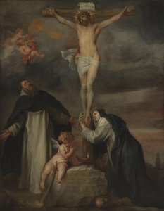 Kristus på korset tillsammans med heliga Katarina av Siena, helige Dominikus och en ängel av Anthony van Dyck