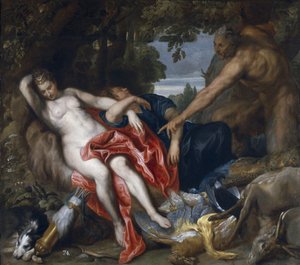 Diana och hennes nymf överraskade av satyr av Anthony van Dyck