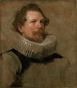 Huvudet av en skäggig man som bär en Wheel Ruff, 1600-talet av Anthony van Dyck