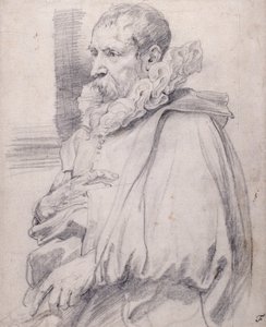 Pieter Brueghel den yngre (svart krita på vitt papper) av Anthony van Dyck