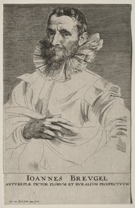 Porträtt av Jan Brueghel. av Anthony van Dyck