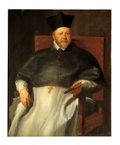 Porträtt av Jan Malderus, biskop av Antwerpen (olja på panel) av Anthony van Dyck