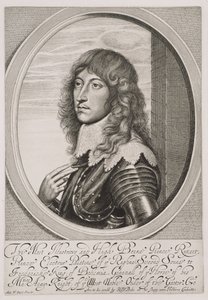 Porträtt av prins Rupert (1619-82) greve Palatine av Rhen och hertig av Bayern, graverad av William Faithorne (1616-91) av Anthony van Dyck
