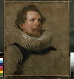 Porträtt av en man som bär en kvarnstenskrage, 1600-talet