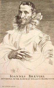 Porträtt av konstnären Jan Brueghel den yngre 1601-1678, första tredjedelen av 1600-talet av Anthony van Dyck