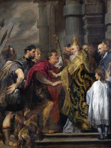 Saint Ambrose spärrar Theodosius från Milanos katedral av Anthony van Dyck