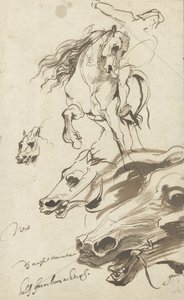 Studie av ryttare och huvud på en häst, 1620-1 (penna och wc på papper) av Anthony van Dyck