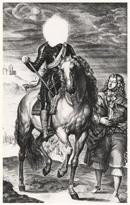 Huvudlöst ryttarporträtt ursprungligen av Ludvig av Frankrike, graverad av Pierre Lombard (1612-80) (Se 105377-8)