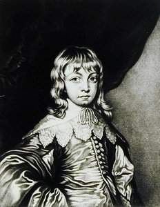 Porträtt av George, hertig av Buckingham (1592-1628) graverad av Robert Dunkarton (1744-c.1817) från Illustrious Characters in British History (mezzotint)
