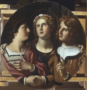 St. Cecilia mellan St. Tiburtius och Valerianus av Antiveduto Gramatica