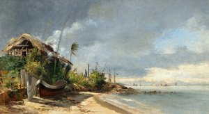 En vy över stranden, São Domingos, Niterói, RJ av Antonio Parreiras
