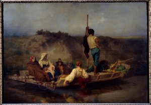 Mal"aria Malaria: Italiensk familj som flyr smitta. Målning av Ernest Antoine Auguste Hebert