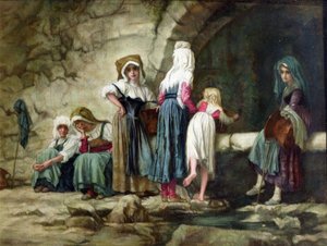 Bönder vid en fontän av Antoine Auguste Ernest Herbert or Hebert