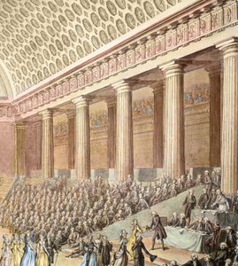 Franska revolutionen: gåva av smycken gjorda av damkonstnärer till nationalförsamlingen den 7 september av Antoine Borel