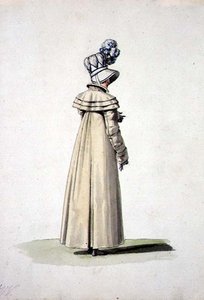 Elegant kvinna med huva, illustration från 