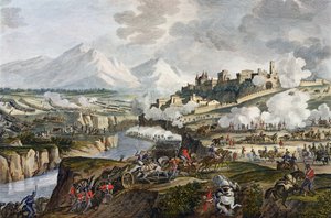 Slaget vid Roveredo, 18 Fructidor, år 4 (september 1796) graverad av Jean Duplessi-Bertaux (1747-1819) (akvatint)
