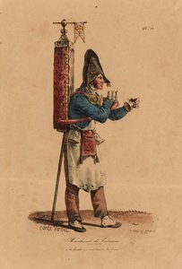 The Tisane Seller, nummer 13 från The Cries of Paris-serien, graverad av Francois Seraphin Delpech (1778-1825) av Antoine Charles Horace Vernet