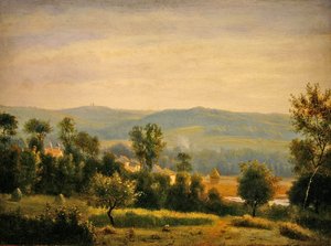 Morgonlandskap (olja på panel)