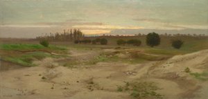 Märgelgraven vid Mulcent: Evening, efter 1857 (olja på papper, monterad på kartong, monterad på plywood) av Antoine Chintreuil
